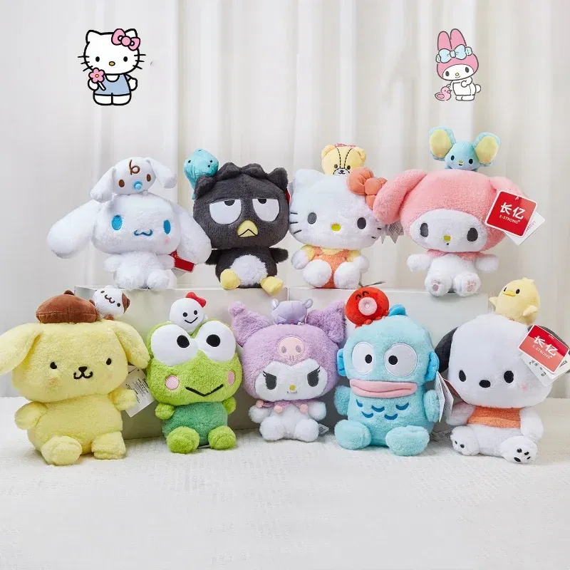 Color: Blue - 20-25cm Genuine Sanrio characters My Melody Kuromi Cinnamoroll Kt Cat Plush Toy Anime Stuffed Animals Christmas Birthday Gifts