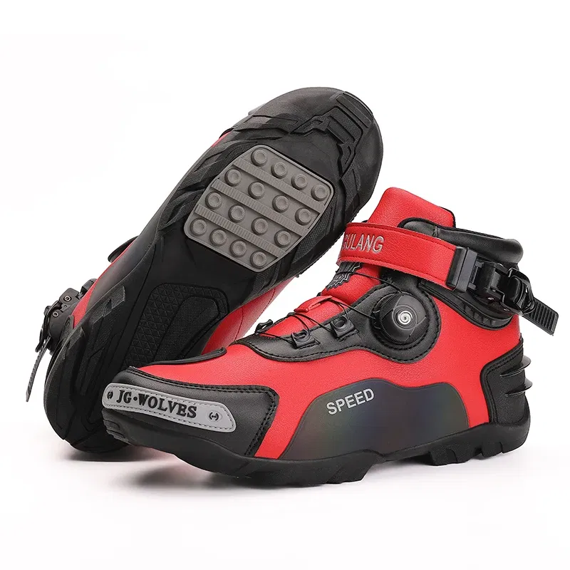 Color: Beige, Shoe Size: 37 - Men's Motorcycle Protective Boots Leather Breathable Shock-absorbing Waterproof Motorcycle Cross-country Shoes Protect The Ankle