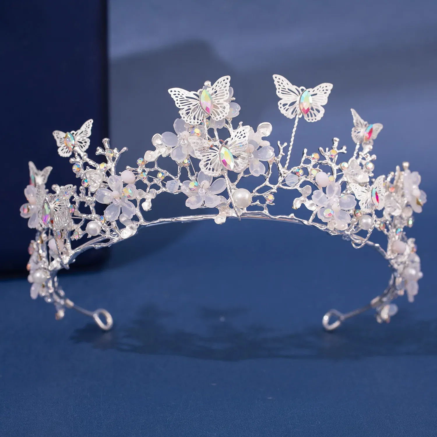 Metal color: ROSE GOLD COLOR - Baroque Silver Color Purple Crystal Butterfly Bridal Tiaras Crowns Headpiece Rhinestone Pageant Diadem Wedding Hair Accessories