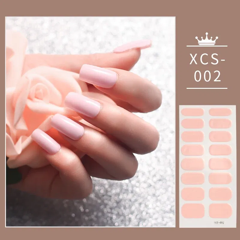 Color: Beige - Rose Red Shiny Twinkle Full Cover Nail Stickers Sticker For Nails Self Adhesive Nail Sticker Fashion Nail Stickers Beauty