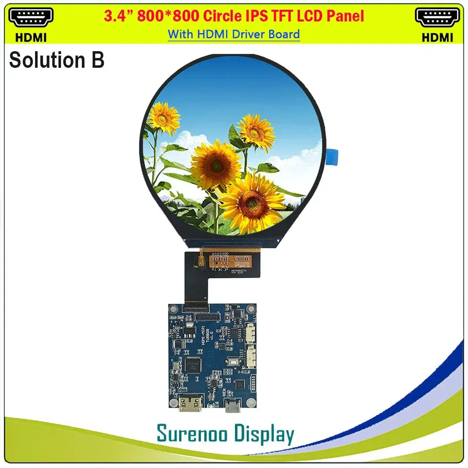Color: WHITE - 3.4" Inch HDMI-Compatible 800*800 Double Dual Round Circle Circular IPS TFT LCD Module Screen Display Panel LCM TM034XVZP01