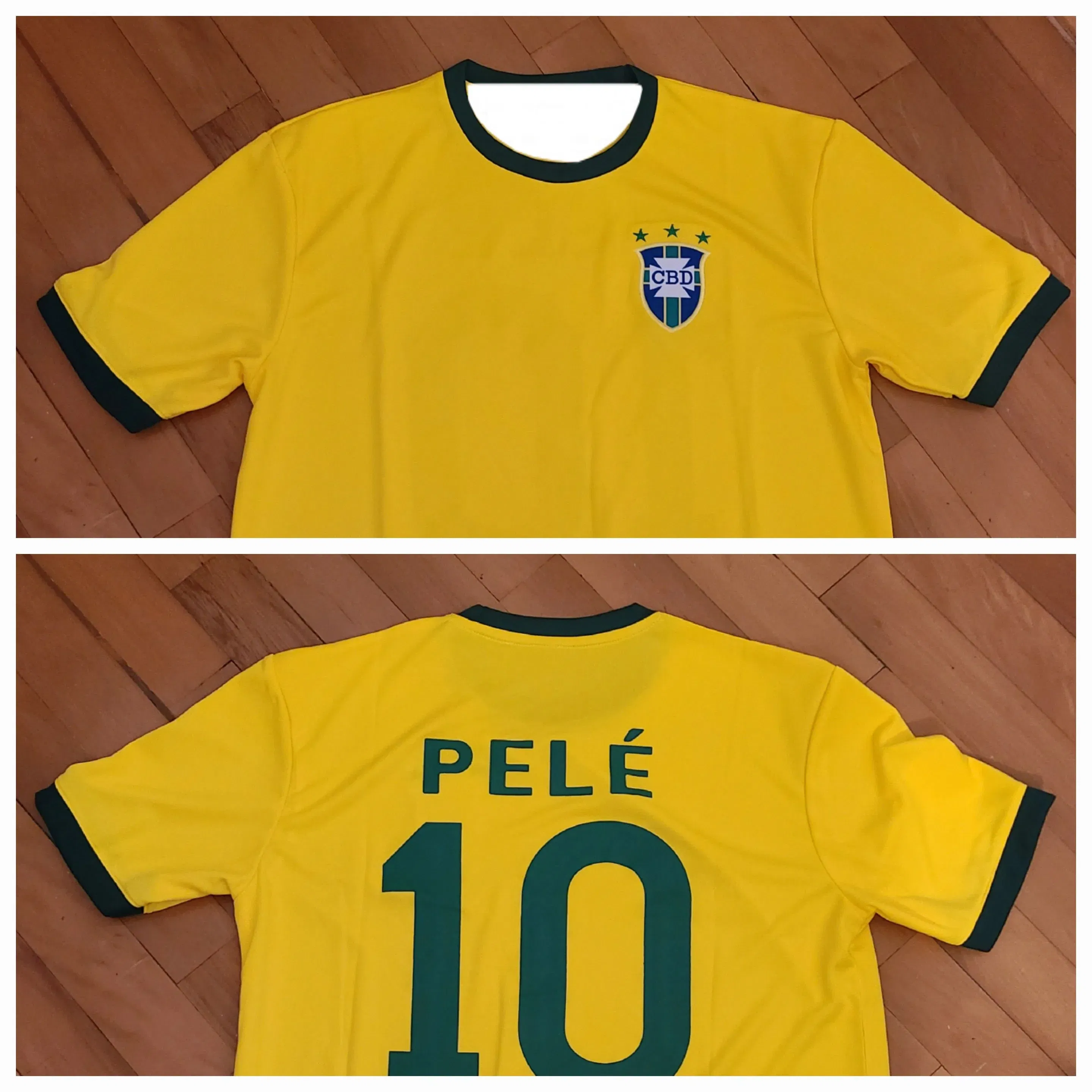 Color: Beige, Size: 3M - 2025 Men/Women Sports Enthusiasts T-shirt Brazil National Team Pele No.10 Youth Fast Drying Breathable Extra Large Casual Top