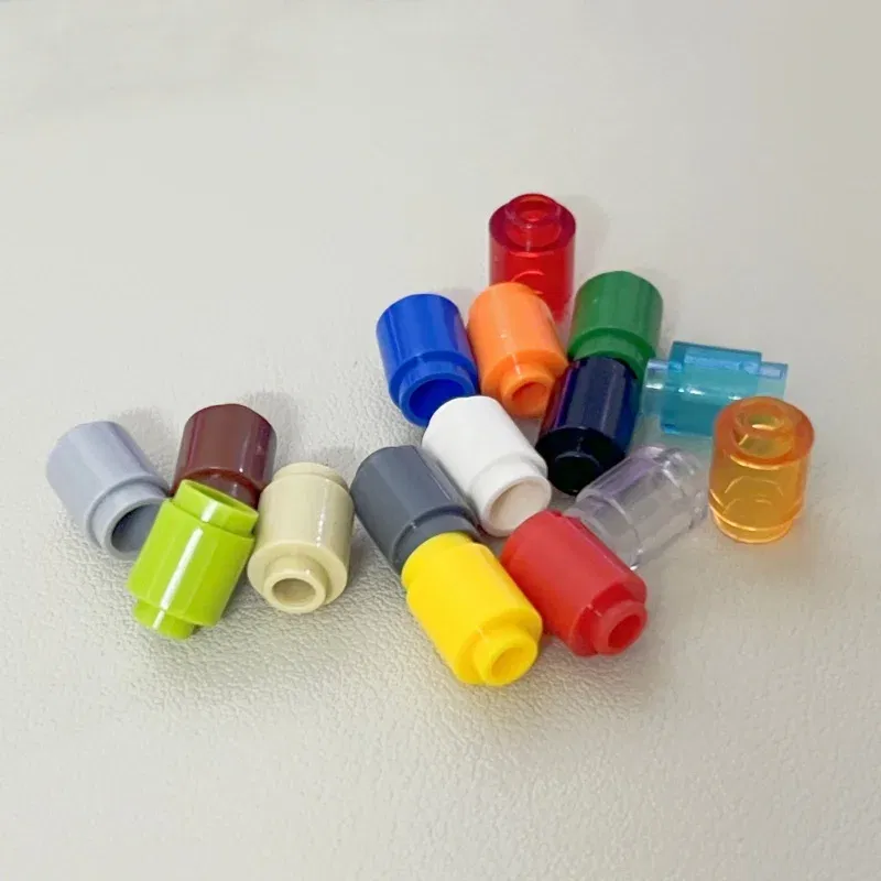 Color: Yellow - 50PCS 3062b 30068 35390 3062 Accessories 1x1 Cylindrical Brick DIY Buildings? Blocks Educational Toys City Toy