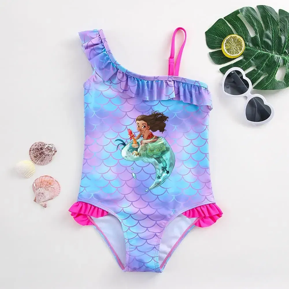 Color: Pink, Kid Size: 18M - Moana Baby Girl Mermaid Fish Scale Print Swimsuit One-Piece Swimwear Toddler Bathing Suit Beach Outfit