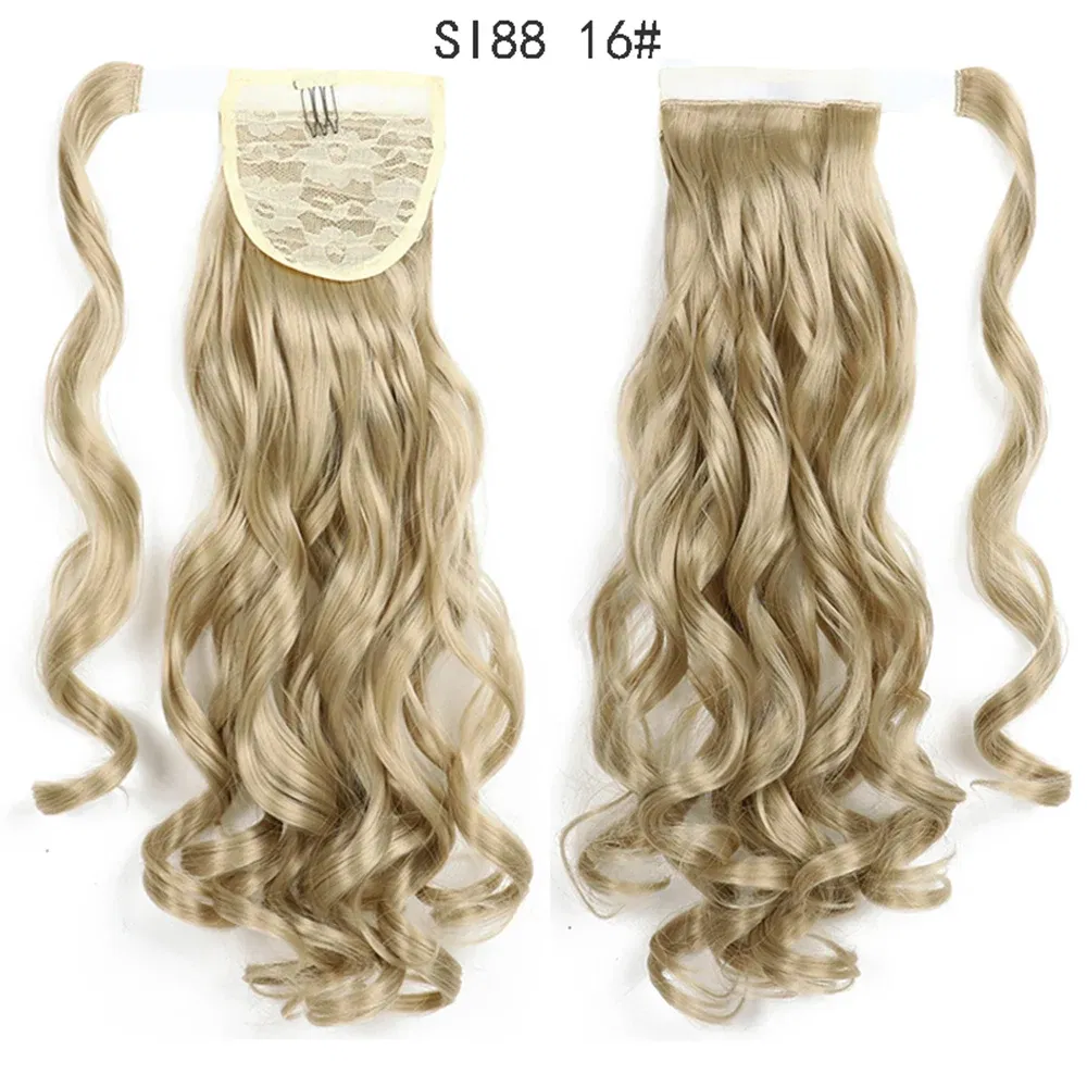 Color: #2 - LINWAN Synthetic Long Straight Wrap Around Clip In Ponytail Hair Extension Heat Reistan Pony Tail Fake Hair