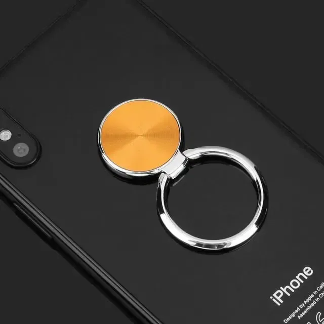 Color: Yellow - CD Pattern Ultra-thin Mobile Phone Ring Buckle Holder 360 Degree New Round Mobile Phone Holder Magnetic Car Ring Buckle