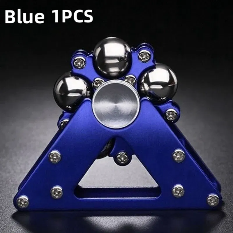 Color: Blue - Fingertip Gyroscopic Wheel Creative Metal Ornaments Adult Decompression Venting Device Advanced Mechanical Desktop Pendant Toys