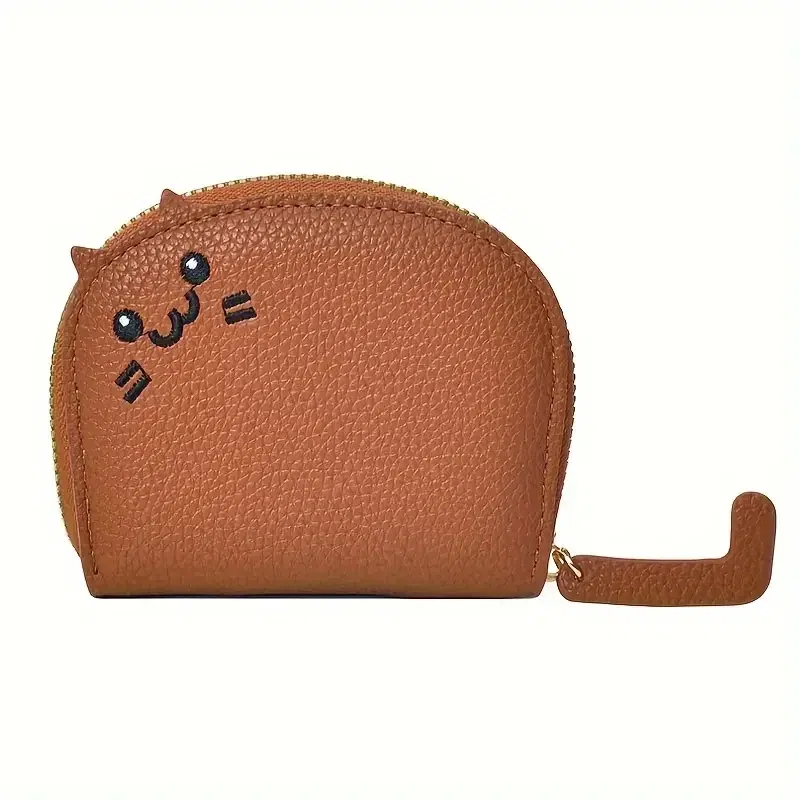 Color: Blue - Cartoon Cat shaped design Wallet Women's Multi-card slots Holder Cute Fashion Faux Leather Coin Purse Creative ID Card Holder