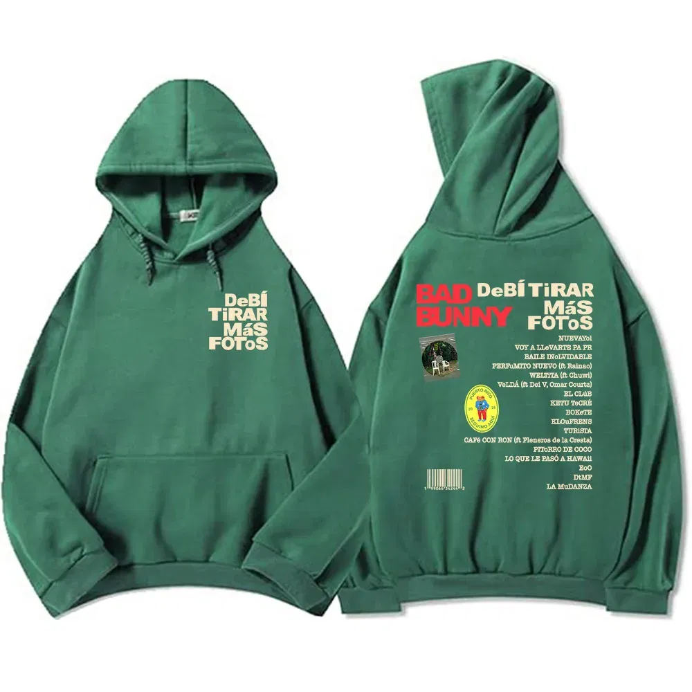 Color: Silver, Size: XS - Unisex Streetwear Bad Bunny DTMF Hoodies 2025 New Album Deb?­ Tirar Más Fotos Printing Sweatshirts Winter Comfortable Male Hoodie