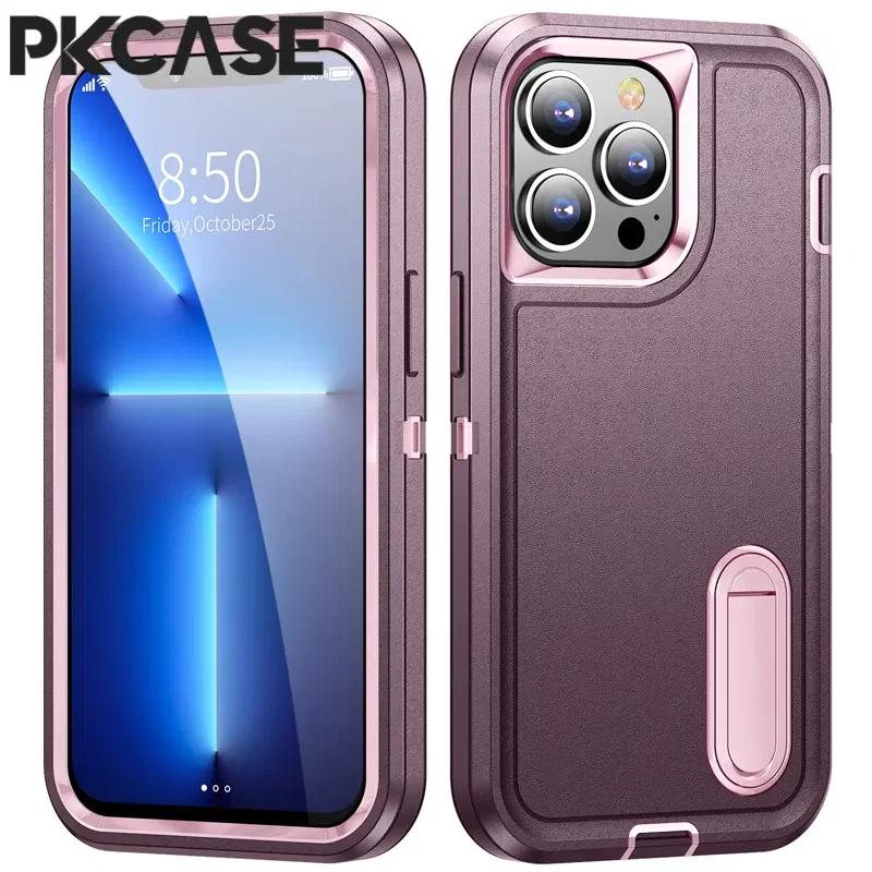 Color: SKY BLUE, Material: ABS - PKCASE Shockproof Case For iPhone 13 Mini 12 11 Pro Max 6 7 8 Plus Bracket Protective Cover For iPhone X XS XR SE 2020 2022