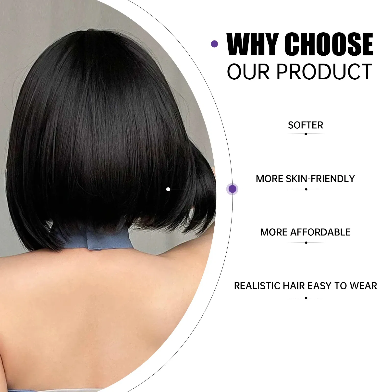 Color: #350, Stretched Length: 12inches - Bob Black Synthetic Wigs Straight Cosplay Short Daily Natural Looking Hair Wig with Bangs Heat Resistant Fiber for Women Afro