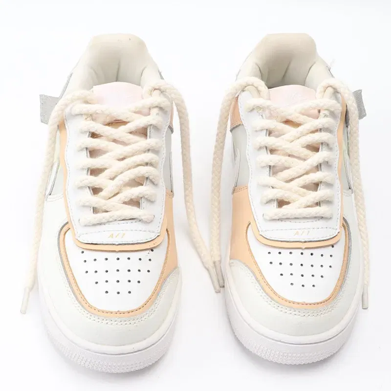 Color: Gold, Length: 120cm, Ships From: CHINA - 1Pair Linen Cotton Sneakers Laces for Shoes 8mm Bold Round Shoelaces Quality AF1 Shoe laces 100/120/140/160/180CM Shoestrings