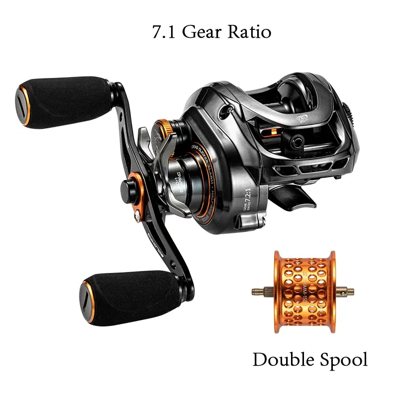 Color: BROWN, Use Mode: Left Hand - Soloking GKA200 Pro Baitcasting Reel Fishing Reels 9KG Drag Power 6+1 BB Drag Clicker Sound Baitcaster Reel ? 이트 ?¦?