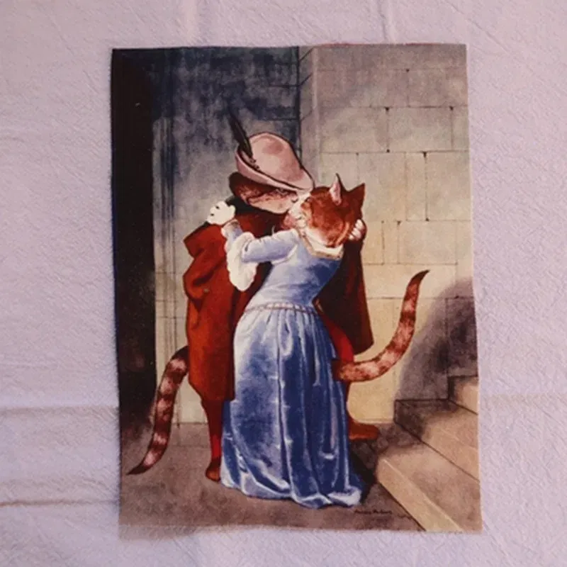 Color: Black, Size: 1Yard - Retro Gentry Cats Printed Hand Dyed Cotton Linen Fabric Telas Sewing DIY Patchwork Hand Embroidery Quilt Bags