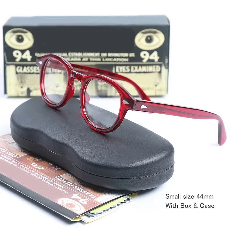 Frame Color: Ginger, Prescription Type: Single Version, Lens Index: 1.74, Lens Function: Photo Brown - Customized Prescription Glasses Men Frame Johnny Depp Lemtosh Photochromic Anti-Blue Light Myopia Hyperopia Round Eyeglasses