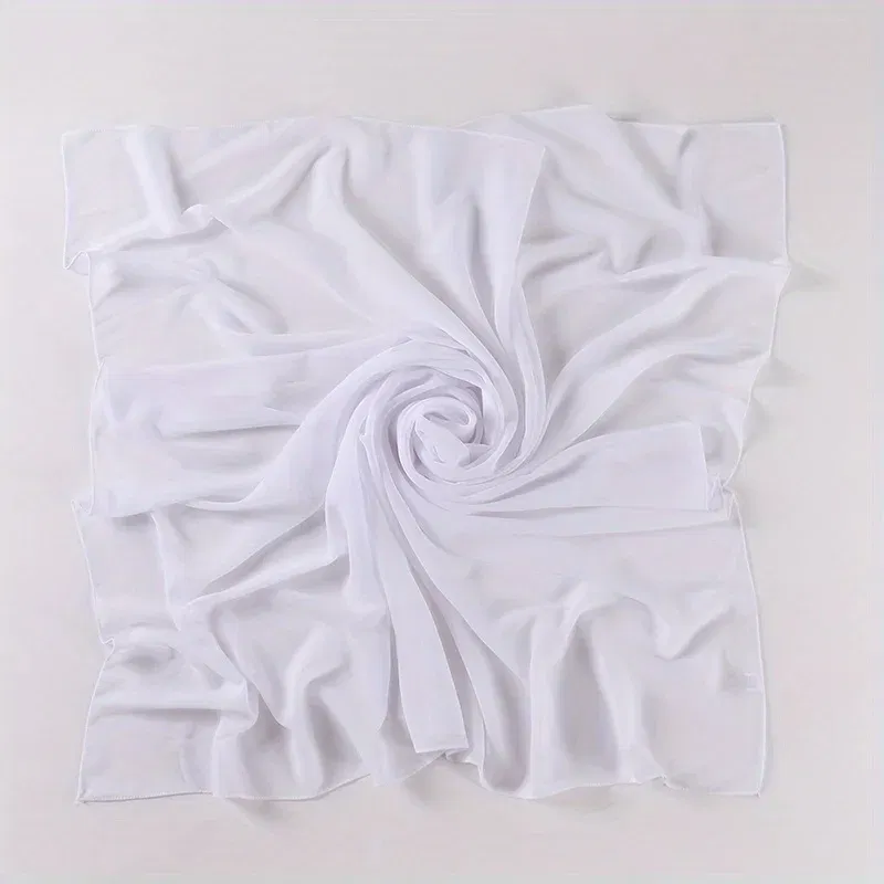 Color: green, Size: One Size - A Pure Color Silk Scarves Imitation Silk Stripes Fashion Shawl Sunscreen Scarves Chiffon Scarf 110 * 110 CM