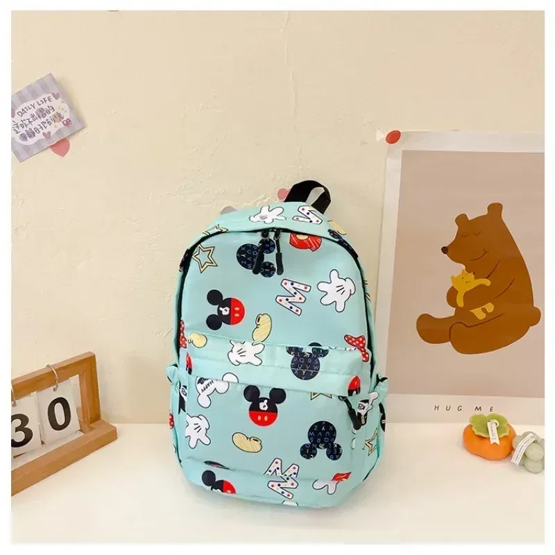 Color: Pink - MINISO Disney 2025 New Cute Cartoon Mickey & Minnie Portable Large Capacity Student Backpack Teenage Casual Fashion Schoolbag