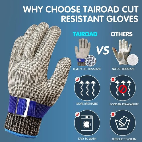 Cut Resistant Glove-Stainless Steel Wire Metal Mesh Butcher Safety Work  Glove for Meat Cutting, Fishing,Cooking