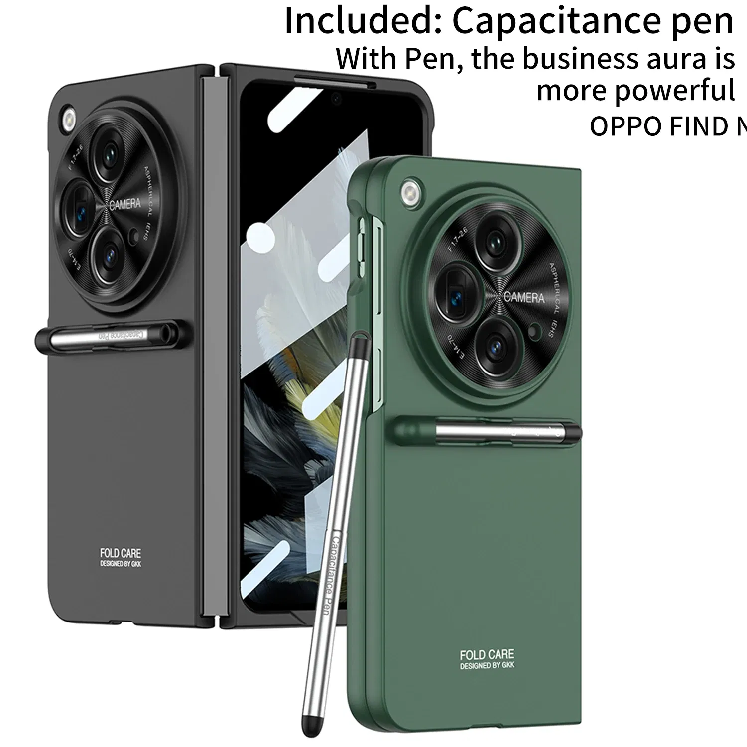 Color: light green, Bundle: Case & Screen Protector, Material: Plastic - With Pen For Oneplus Open Case Matte Hard Glass Film Screen Protection OPPO Find N3 Cover