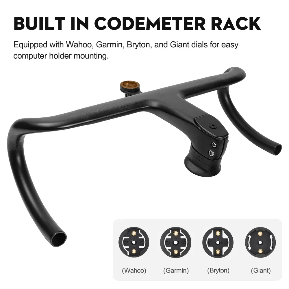 Color: Burgundy - TOSEEK Carbon Handlebar Road Carbon handlebar Drop bar T800 Carbon Integrated Handlebar Di2 Bicycle Accessories Carbon Drop bar