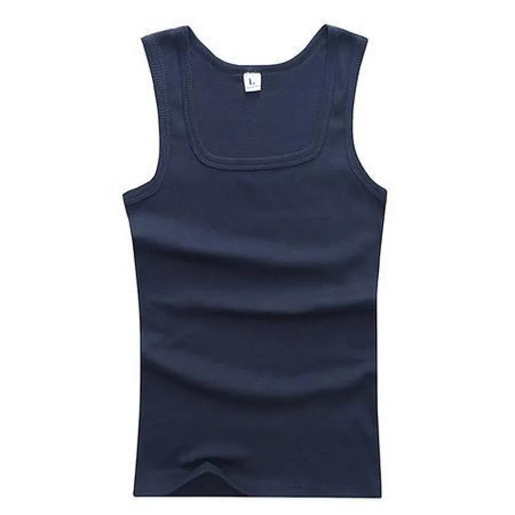 Color: Navy Blue, Size: L - 2024 Summer Plus Size Men Clothing Tank Tops Black White Gray Singlets Sleeveless Fitness Men Vest Casual Bodybuilding Vest New