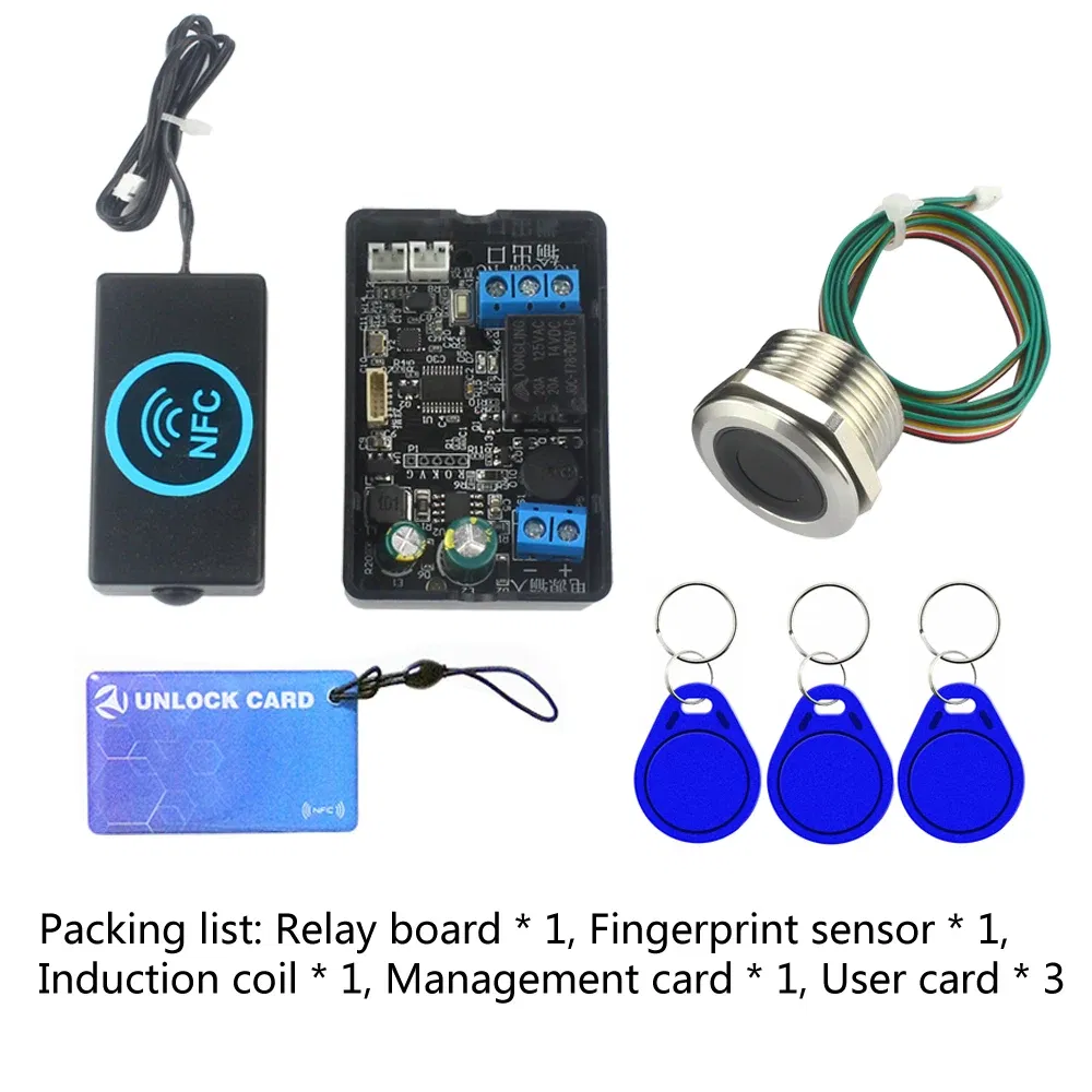 Color: Blue - Mobile phone NFC fingerprint relay control module DC10V-120V IC card induction access controller Switch locomotive car unlock