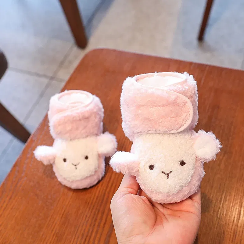 Color: light green, Baby Age: 7-12 Months - Winter New Cute Cartoon Baby Booties Boy Girl Boots Cotton Soft-Sole Non-Slip Warm Toddler First Walkers Infant Crib Shoes