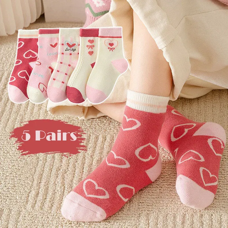 Color: Brown, Size: 4-6T - 1-14T Kids' Socks Spring Autumn Cotton Socks 5 Pairs/lot Soft Cotton Socks Calf Socks Little Big Boys Crew Sock