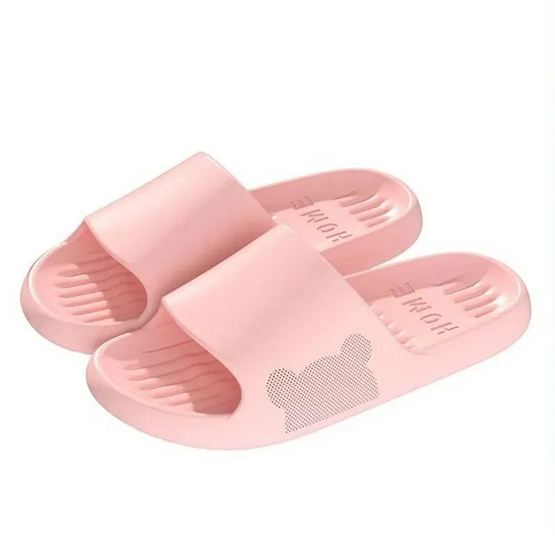 Color: Pink, Shoe Size: 38 - Soft Slippers Couples Home Outdoor Slipper Summer Women Bedroom Thick Bottom Shoes Beach Sandals Men Flip Flops Shower Shoes