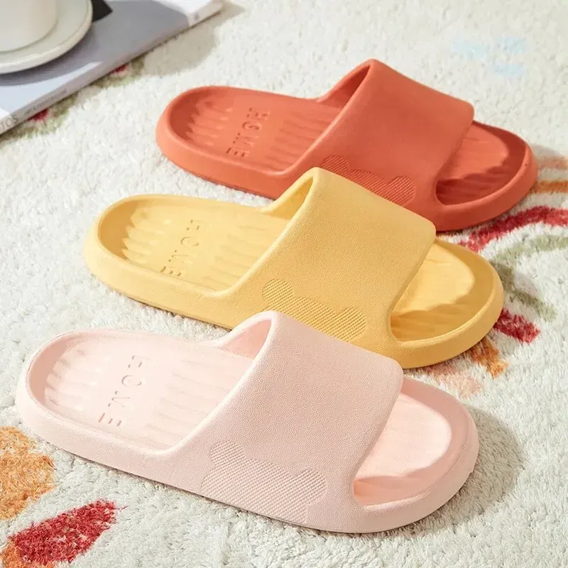 Color: Pink, Shoe Size: 38 - Soft Slippers Couples Home Outdoor Slipper Summer Women Bedroom Thick Bottom Shoes Beach Sandals Men Flip Flops Shower Shoes
