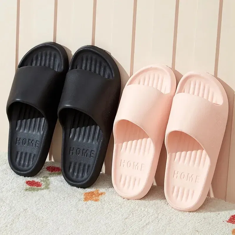 Color: Pink, Shoe Size: 38 - Soft Slippers Couples Home Outdoor Slipper Summer Women Bedroom Thick Bottom Shoes Beach Sandals Men Flip Flops Shower Shoes