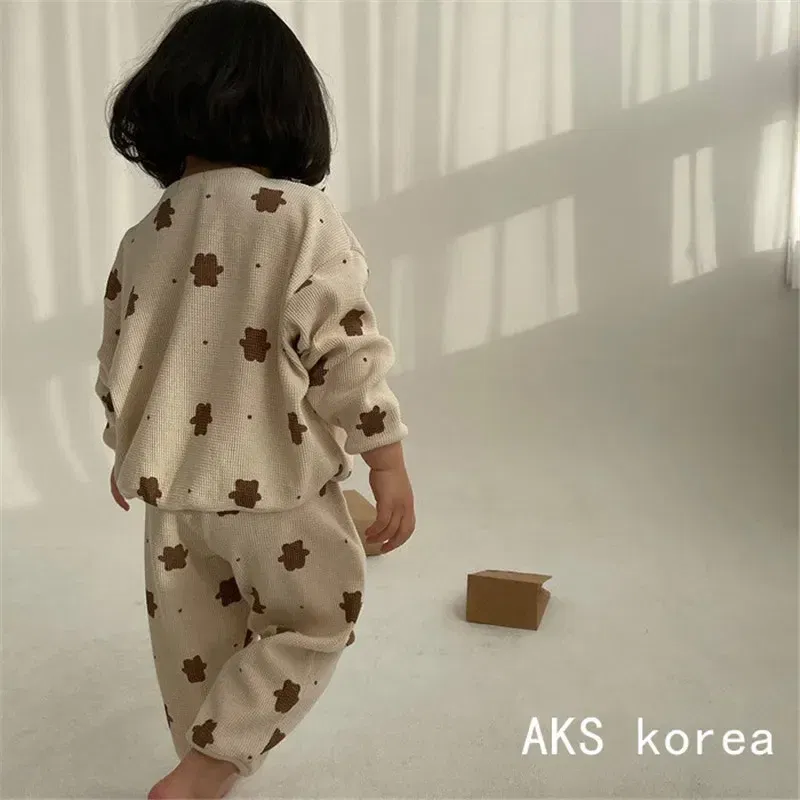 Color: Khaki, Kid Size: 24M, Ships From: CHINA - Baby Fall Clothes Girl Boy Cotton Long Sleeve Sweater and Pant Set Toddler Casual Cartoon Bear Pullover Top SweatPant Tracksuit