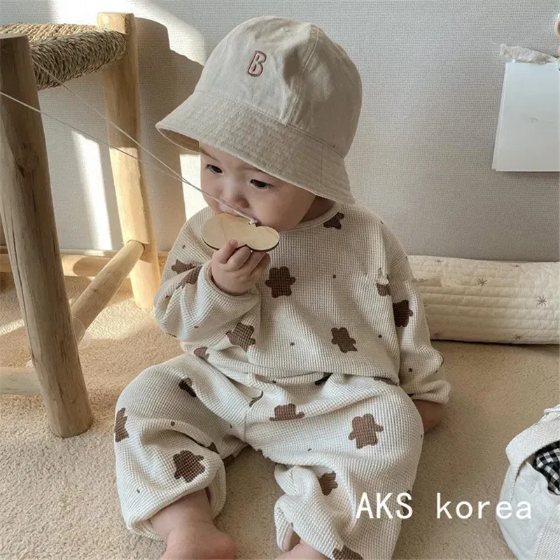 Color: Khaki, Kid Size: 24M, Ships From: CHINA - Baby Fall Clothes Girl Boy Cotton Long Sleeve Sweater and Pant Set Toddler Casual Cartoon Bear Pullover Top SweatPant Tracksuit