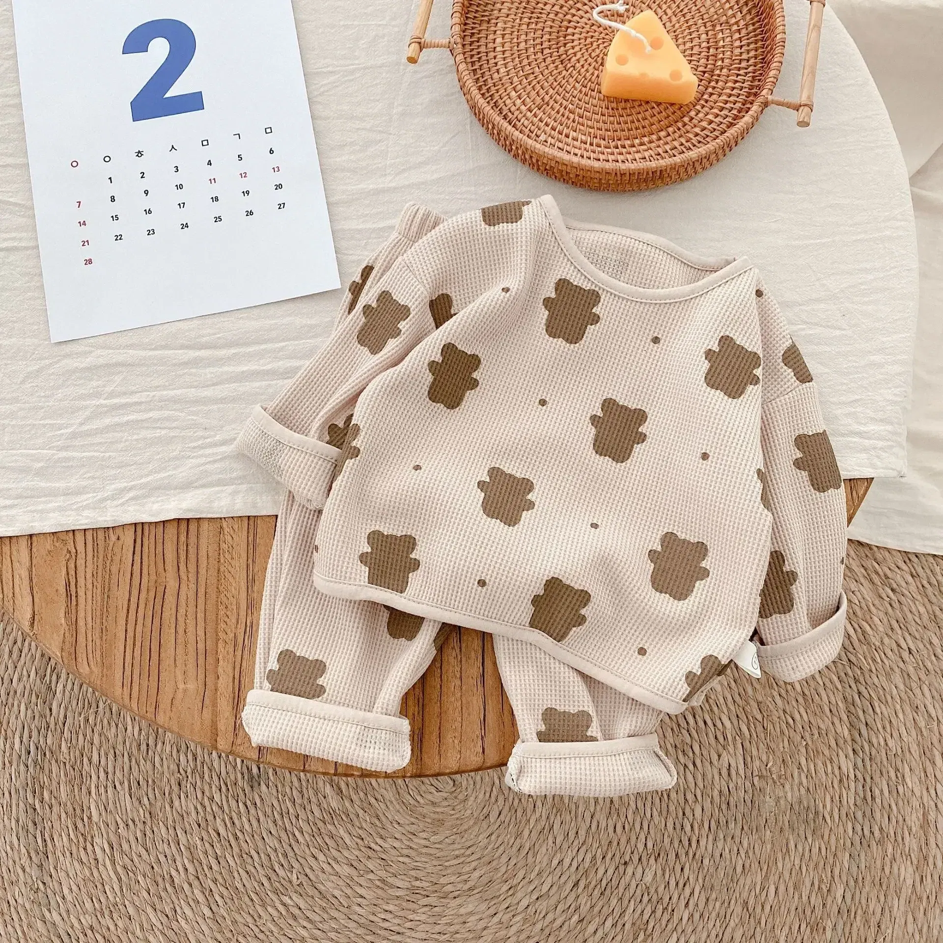 Color: Khaki, Kid Size: 24M, Ships From: CHINA - Baby Fall Clothes Girl Boy Cotton Long Sleeve Sweater and Pant Set Toddler Casual Cartoon Bear Pullover Top SweatPant Tracksuit