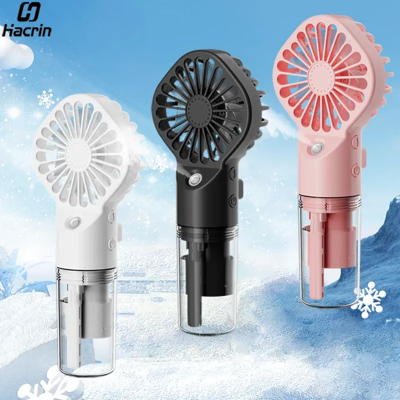 Color: Yellow - Portable Humidifier Fan Handheld Mist Fan Portable USB Mini Handheld Fan with Water Humidifier Rechargeable Mini USB Hand Fans
