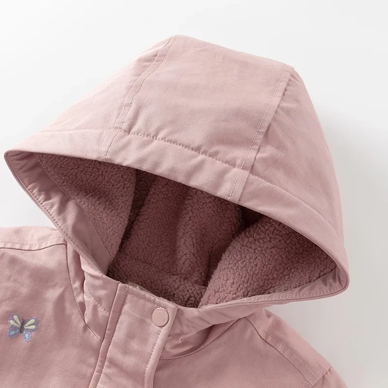 Color: PURPLE, Kid Size: 7 - Dave Bella Children Girls Baby Tops Outerwear 2024 Autumn Winter Thicken Hooded Zipper Gentle Baby Overcoat Outdoor DB4243880