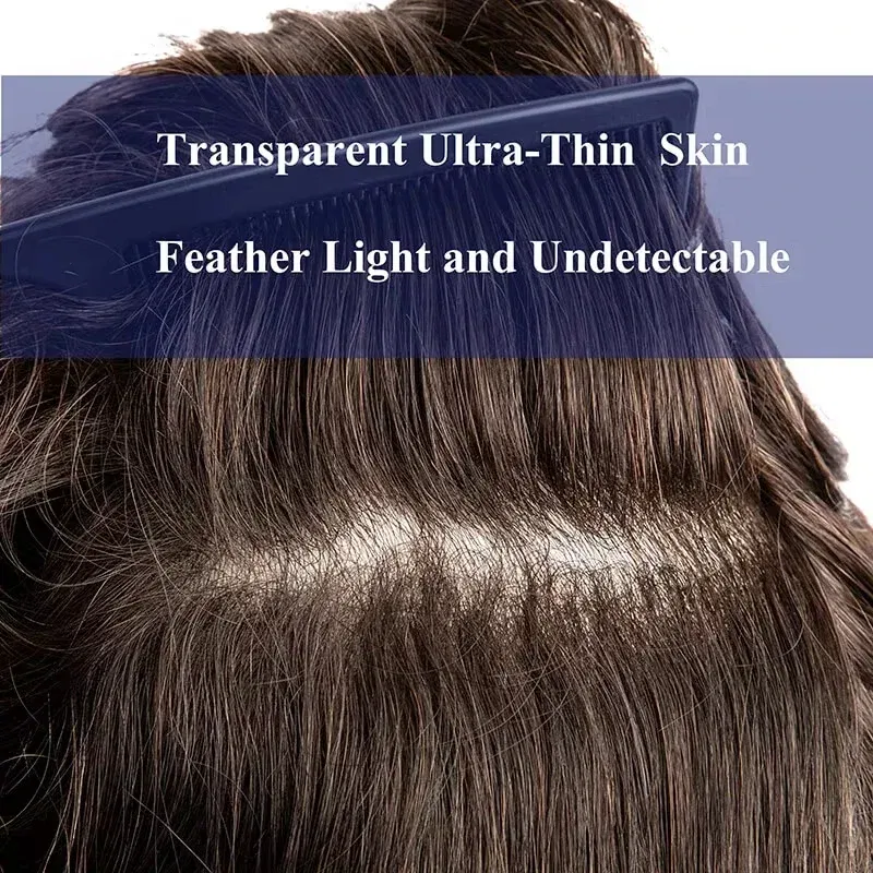 Toupee For Men Ultra-Thin Skin 0.03MM Microskin Male Hair Prosthesis Premier Toupee for Men Men's Wig 100% Natural Human Hair