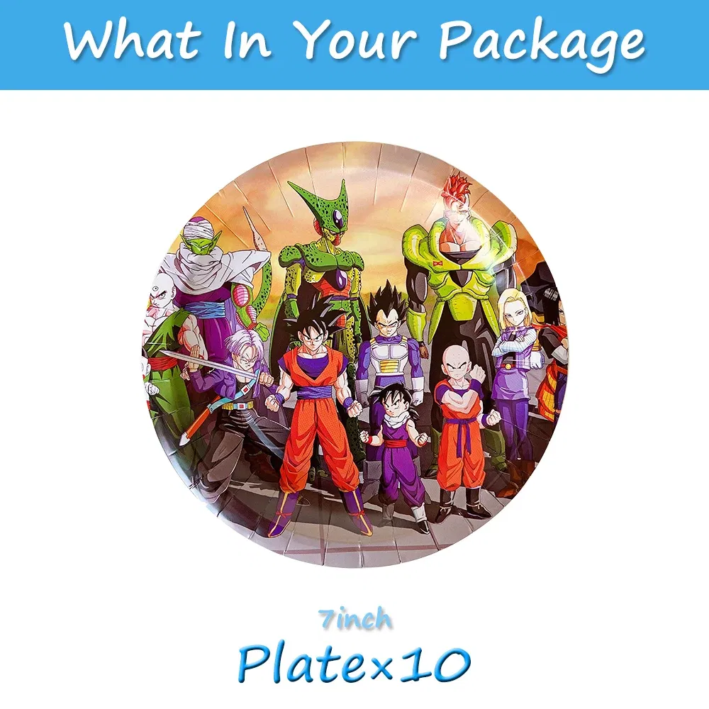 Color: Silver, Ships From: CHINA - Goku Dragon Ball Z Kids Birthday Party Gift Decoration Boy Tableware Party Supplies Plate Cup Tablecloth Foil Balloon CakeTopper