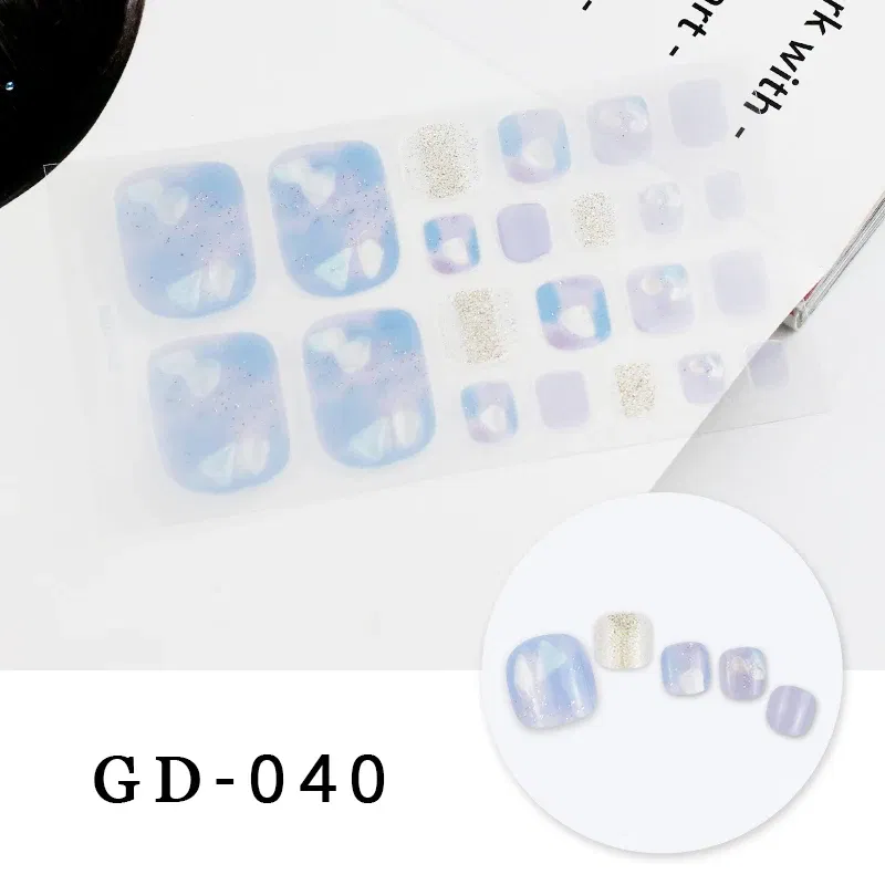 Color: Teal color - Colorful Nail Stickers Foot Shiny Glitter Nails  Charms Full Cover Self-Adhesive Nail Polish Stickers for Nails Art