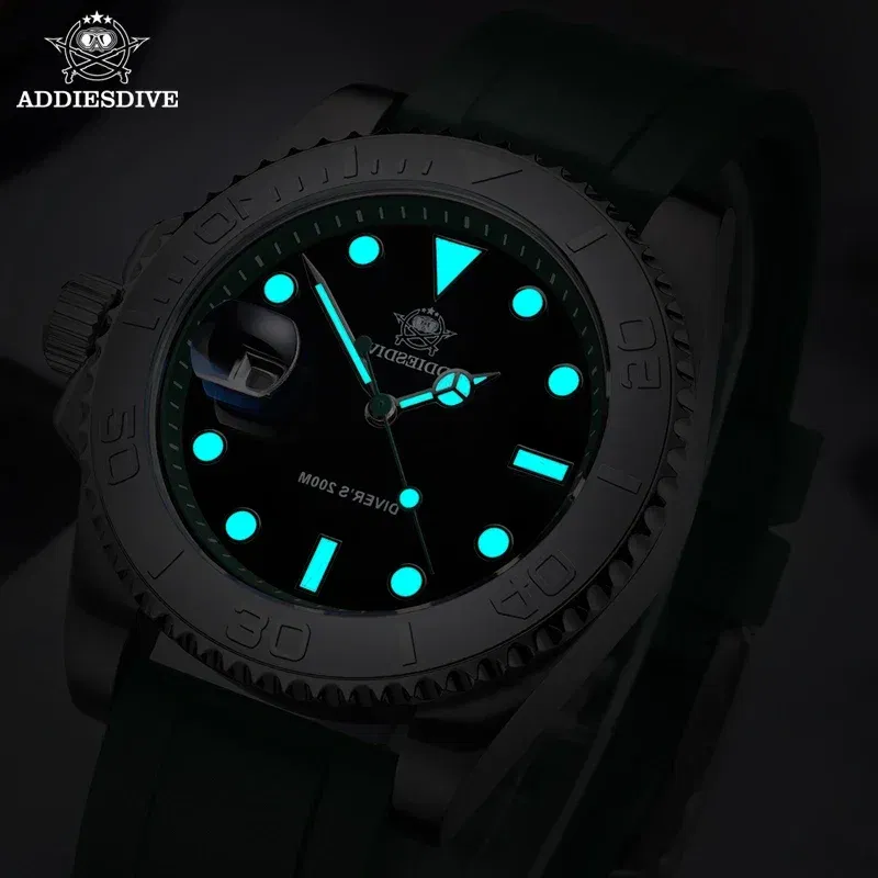 Color: Brown, Ships From: CHINA - ADDIESDIVE AD2040 Men's Watch 41mm Fashion Diver Quartz Watch 200m Diving Rubber Silicone Super Luminous Wristwatch Reloj Hombre