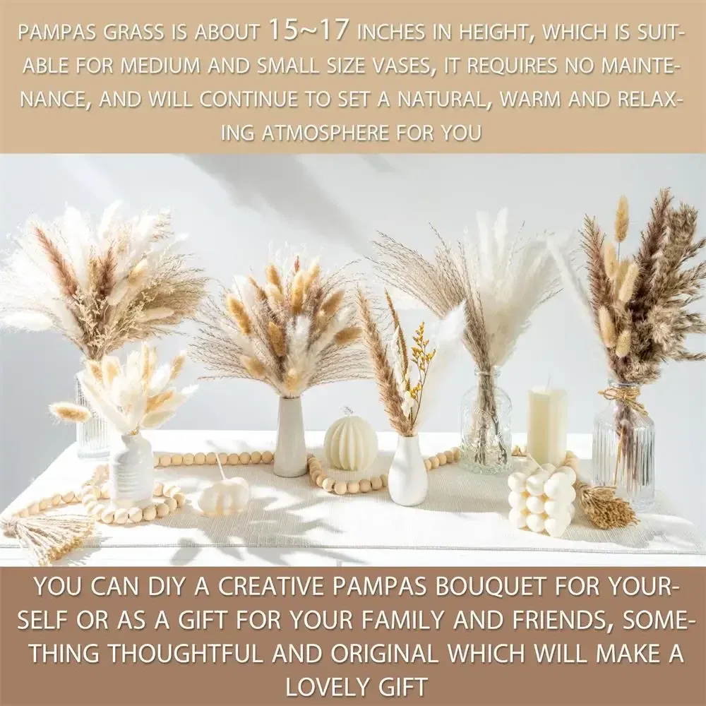 Natural Dried Flowers Pampas Floral Bouquet Boho Country Home Decoration Rabbit Tail Grass Reed Wedding Decor Arrangement