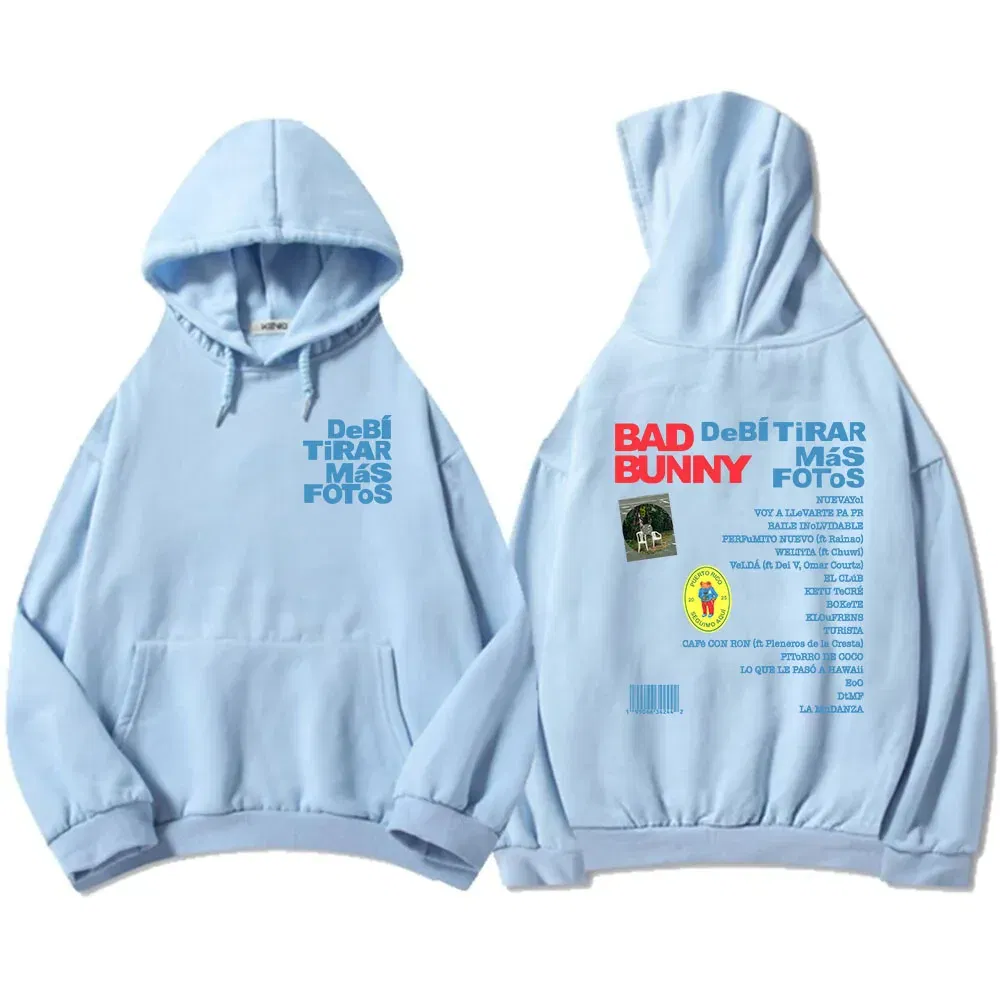 Color: Turquoise, Size: XXXL - Unisex Streetwear Bad Bunny DTMF Hoodies 2025 New Album Deb?­ Tirar Más Fotos Printing Sweatshirts Winter Comfortable Male Hoodie
