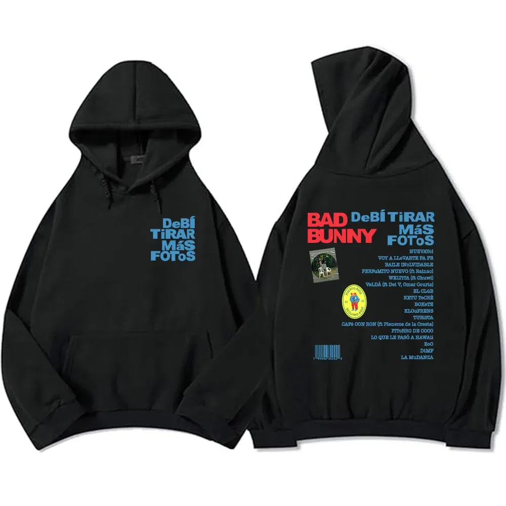 Color: Turquoise, Size: XXXL - Unisex Streetwear Bad Bunny DTMF Hoodies 2025 New Album Deb?­ Tirar Más Fotos Printing Sweatshirts Winter Comfortable Male Hoodie