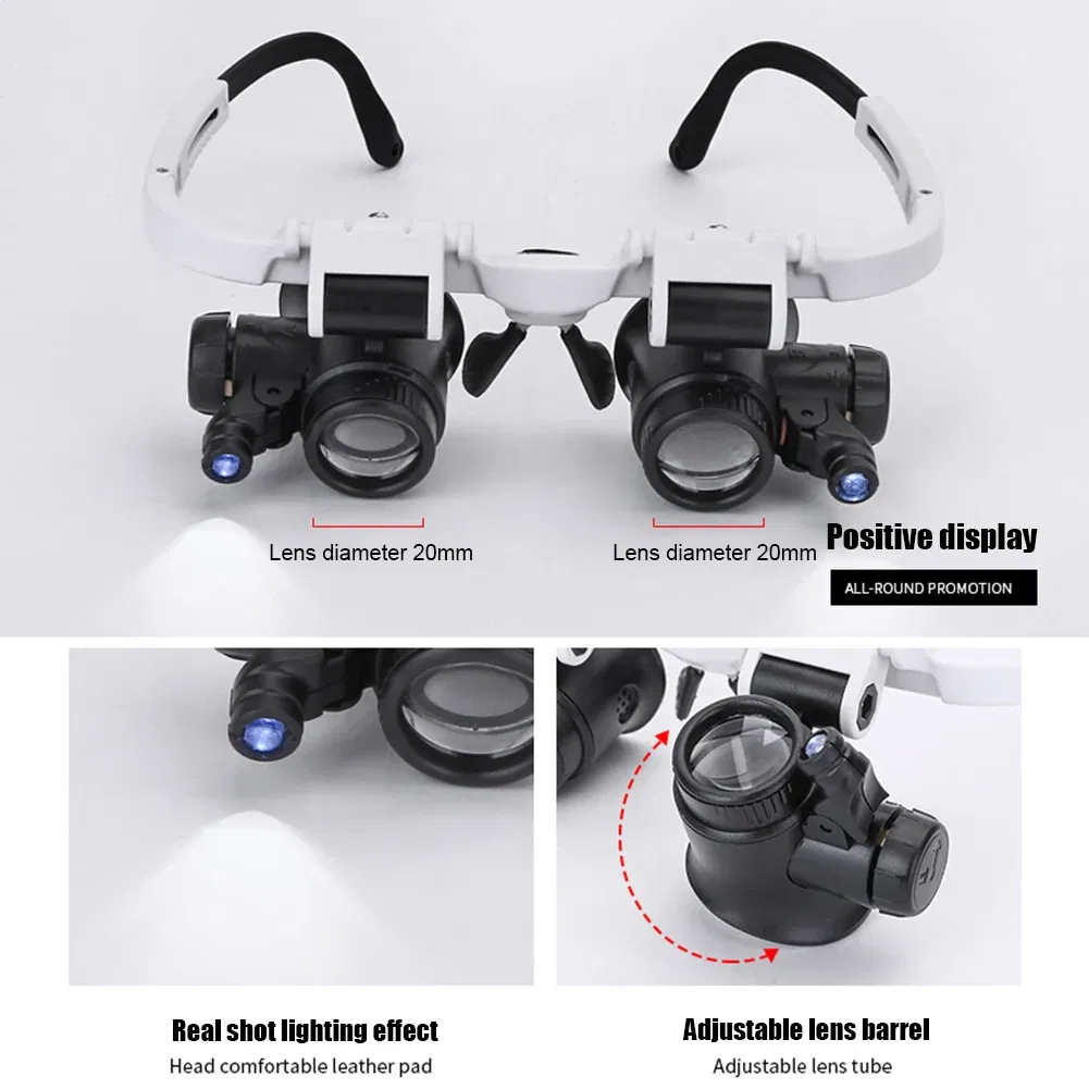 Color: Other - 1/2PC XLED Watch Jeweler Repair Magnifier With LED Light Telescopic Headband Magnifier Glasses Reading Loupes Eyewear 8x 15x 23x