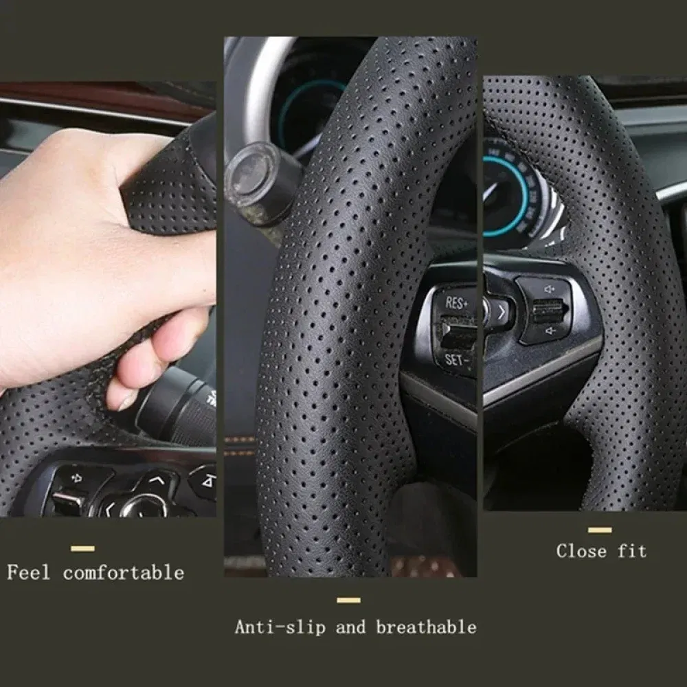 Color Name: Red - Customized DIY Car Steering Wheel Cover For Kia Rio 2017-2019 Rio5 K2 2016 Picanto Morning 2017 Leather Braid For Steering Wheel
