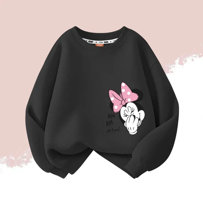 Color: Orange, Kid Size: 11 - Autumn Baby Girls Cotton Cloth Kid Boy Disney Minnie Printed Long Sleeve Sweatshirt Children Cartoon O-Neck Soft Breathable Top