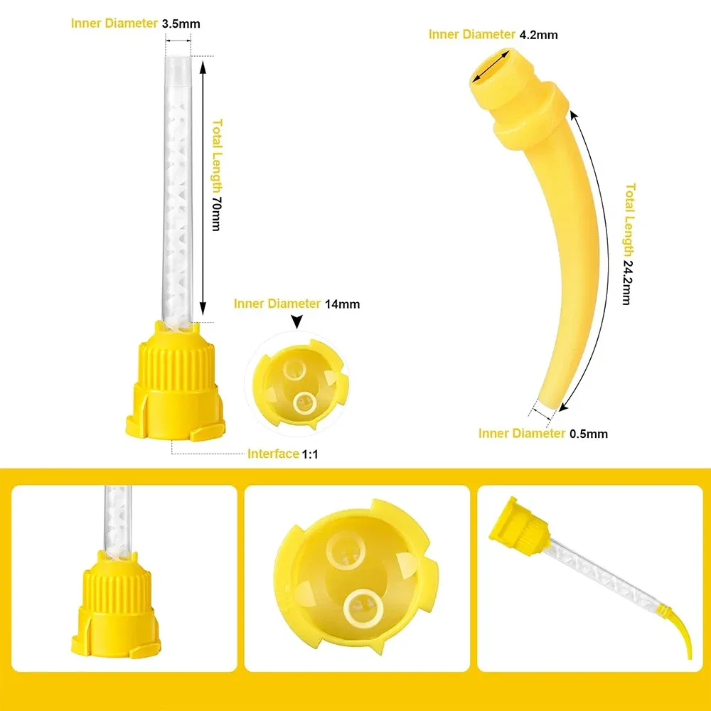 Color: GRAY - Denspay 50Pc Dental Silicone Rubber Conveying Mixing Head Disposable Impression Materials Mixing Tube Dentistry Materials