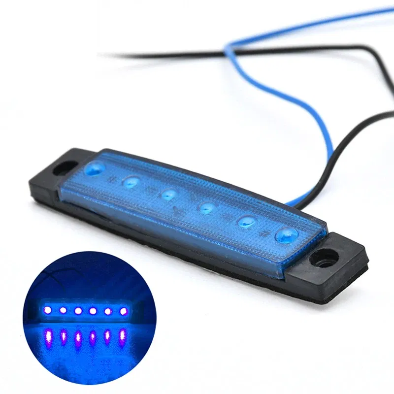 Emitting Color: Crystal Blue - 1Pcs Truck Trailer Side Marker Indicators clearance Light Car Brake Rear Highlight Tail Light 6LED 12V/24V Warning Signal Lamp