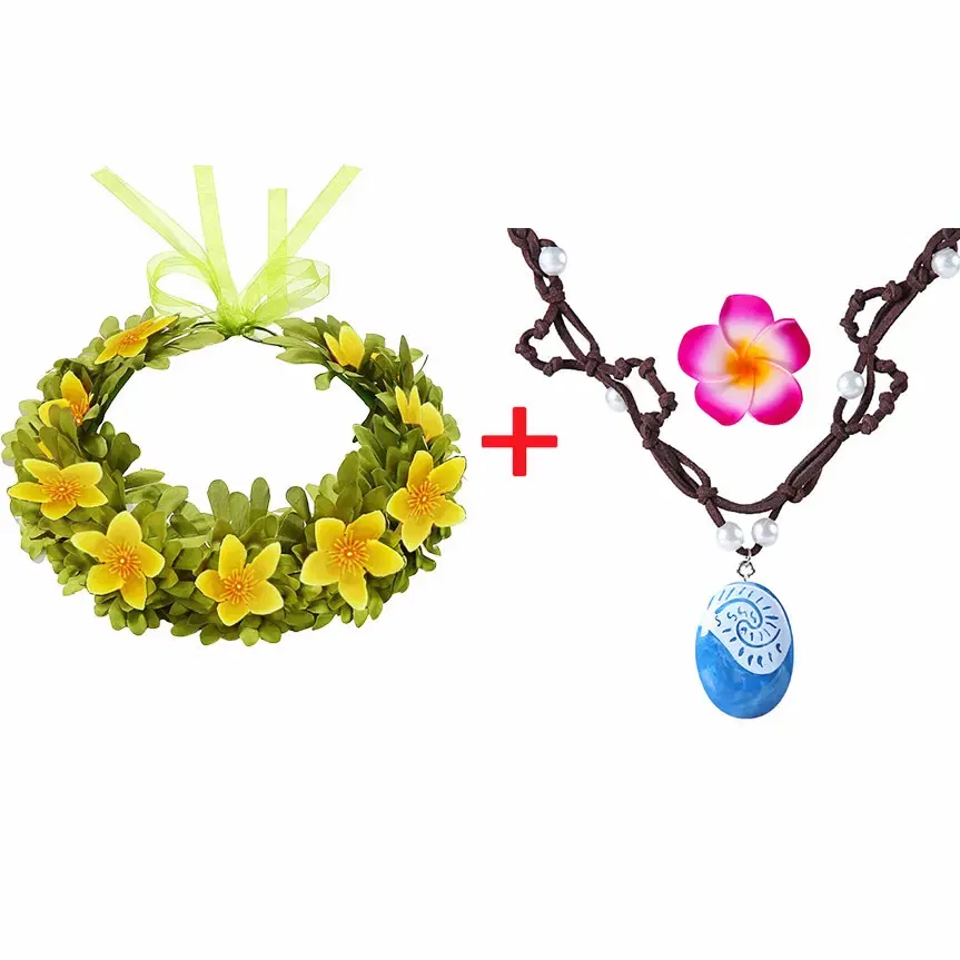 Color: black - Lovely Disney Moana 2 Dancing Flower Garland Headdress Kids Adult Hawaii Beach Floral Headgear Princess Vaina Cosplay Accessory