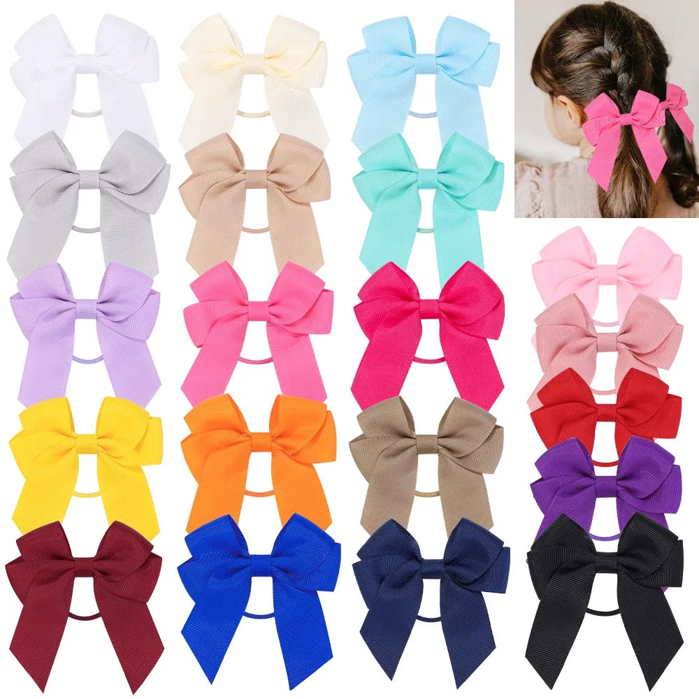 Color: Champagne, Size: 3XL - 1/2 Pcs Sweet Hair Ribbon Hair Band for Girls Toddler Cheer Bow Head Rope Kids Headwear Double Ponytail Support Hair Accessories